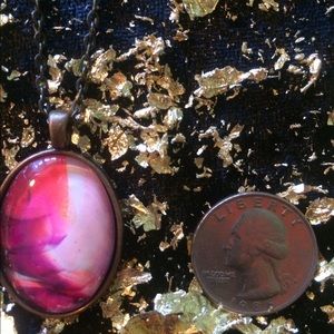Pink Acrylic Pour Necklace